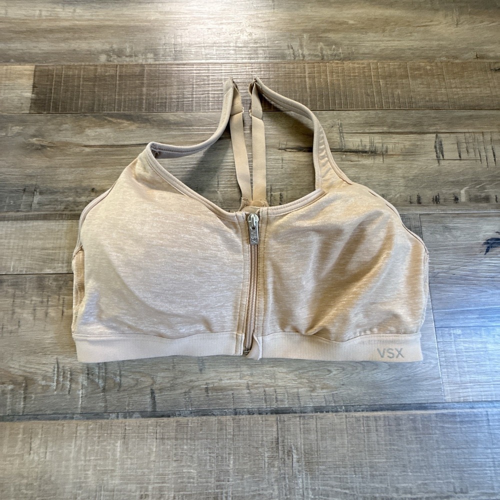 Victoria Secret sports bra 36 B Knockout by Victoria Secret front close Beige